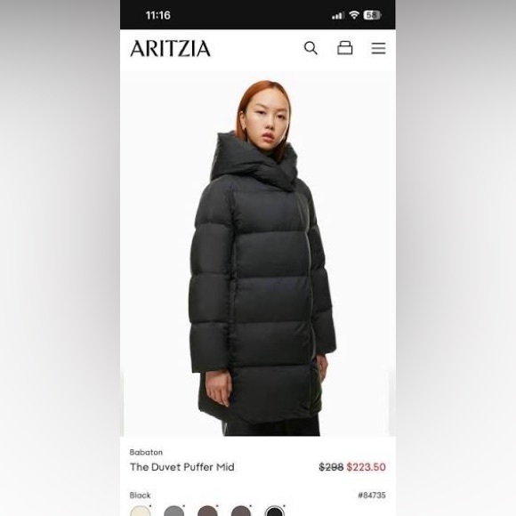 Aritzia Babaton Black Duvet Puffer - Picture 3 of 3